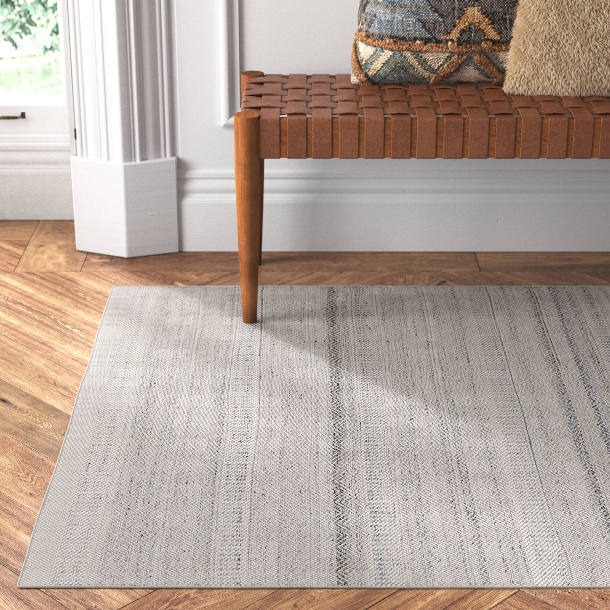 Finian Handmade Performance Light Gray Indoor/Outdoor Rug, Rectangle 5' x 8'