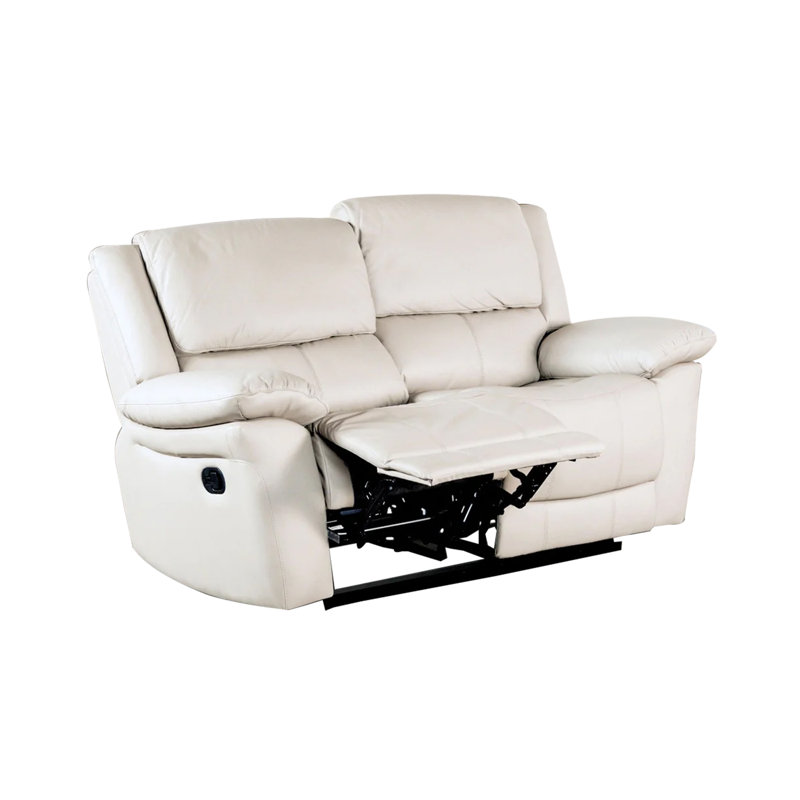 Causeuse manuelle Larus, similicuir blanc cassé, accoudoirs coussinés, 60 po, Blanc cassé