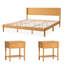 Ensemble de chambre à coucher en bois massif 3 pièces, comprenant un grand lit et 2 tables de chevet, naturel-1577212441-1577212436