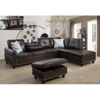 Adebisi Faux Leather L-Shaped Sectional