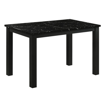 Modern Rectangular Dining Table With Black Faux Marble Top, For Room Meal, Seating 4, 29.5" X 47.2" 30.1", Easy To Assemble And Maintain Table, Contem