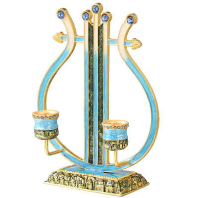 Porte-photophore en cristal harpe à détails huile complexes