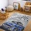Tapis bleu antidérapant tissé à motif géométrique bleu