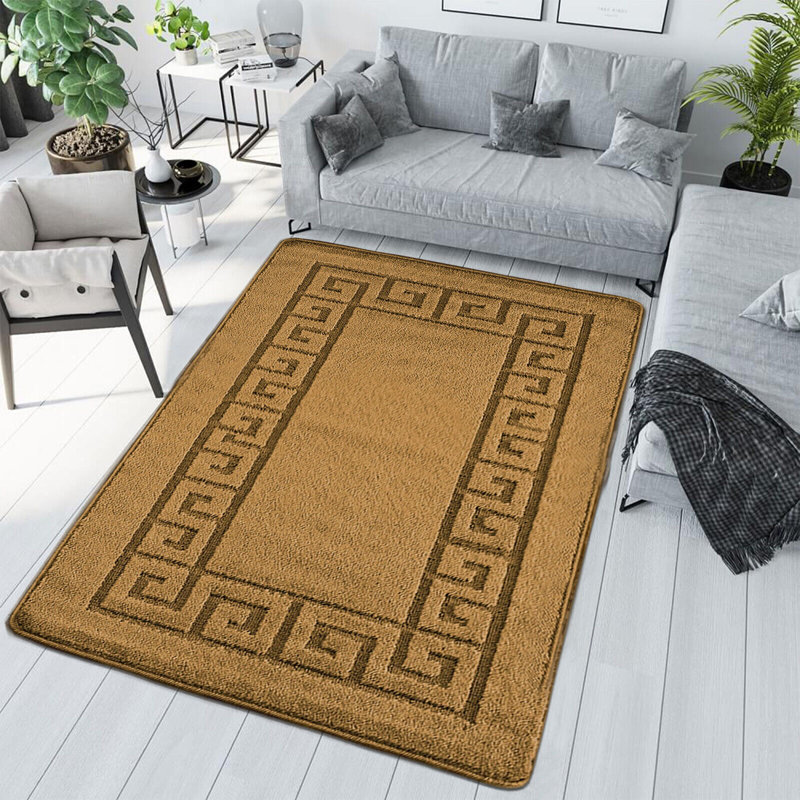 Lei Machine Woven Ochre Gold Indoor Rug, Rectangle 120 x 150cm
