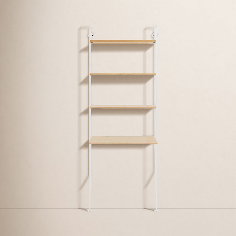 Bibliothèque et bureau Hitch, Structure blanche / casier naturel