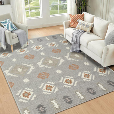 Modern Printed Area Rugs High-Low Pile Texture Design