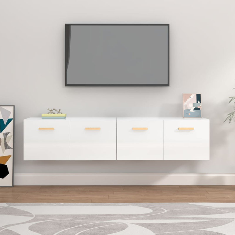 Kriss Unfinished Floating TV Stand, White, 35cm H x 100cm W x 36.5cm D,