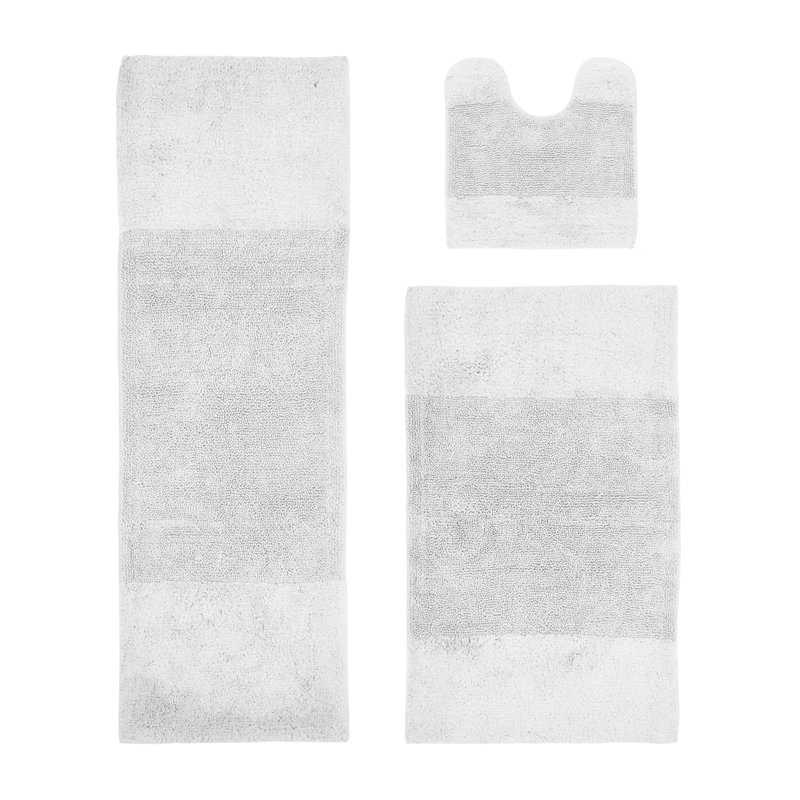 Ensemble de tapis pour salle de bain 3 pièces 100% coton 2155 g / m² Merkle, certifié OEKO-TEX®, envers en latex antidérapant, touffeté moelleux, super absorbant et lavable à la machine pour la salle de bain, la douche et la baignoire, blanc