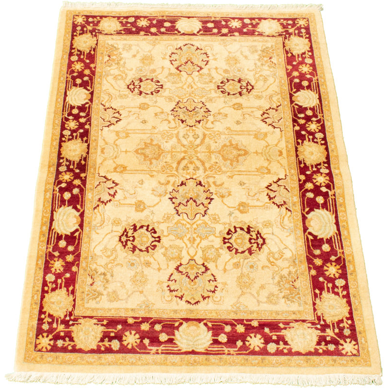 Tapis décoratif en laine noué à la main de conception unique en laine noué à la main de conception unique 4 pi 2 po x 6 pi 4 po noué à la main new age pakd