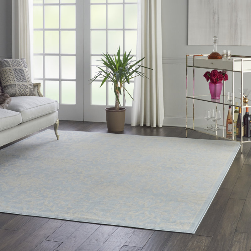 Tapis bleu clair Yurig, Rectangle 7 pi 10 po x 9 pi 10 po