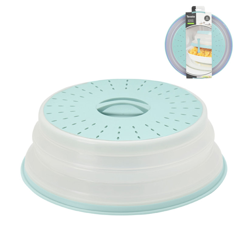Couvercle de nourriture pour micro-ondes pliable moyen, brume bleue, 11.5"