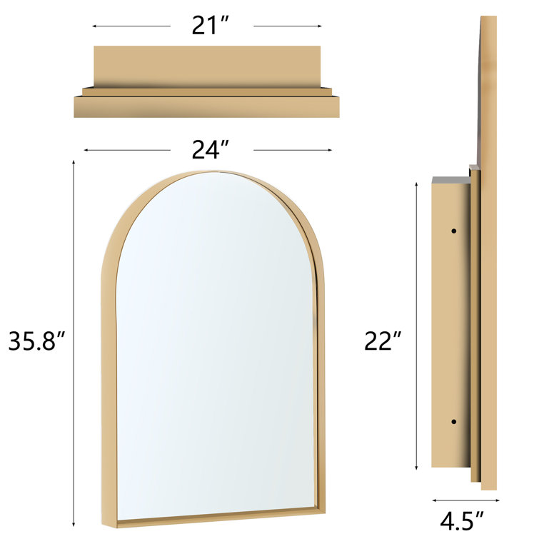 Brenai Recessed Framed 1 Door Medicine Cabinet with 2 Adjustable Shelves (Set of 2)