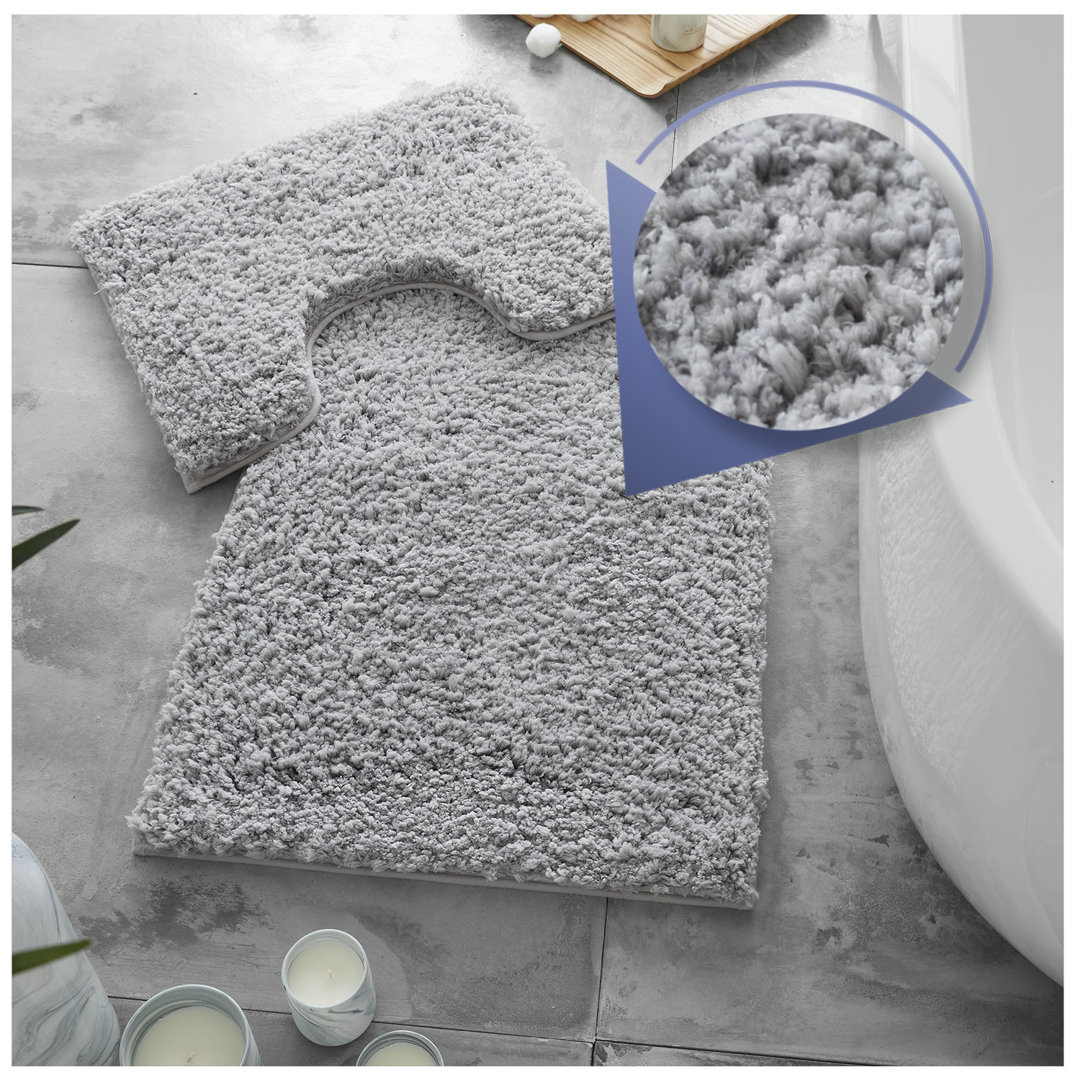 Luxury Zero Twist Bath Mat Set 2 Piece Plush Microfiber Bathroom Rug & Pedestal Mat Non Slip Absorbent Washable