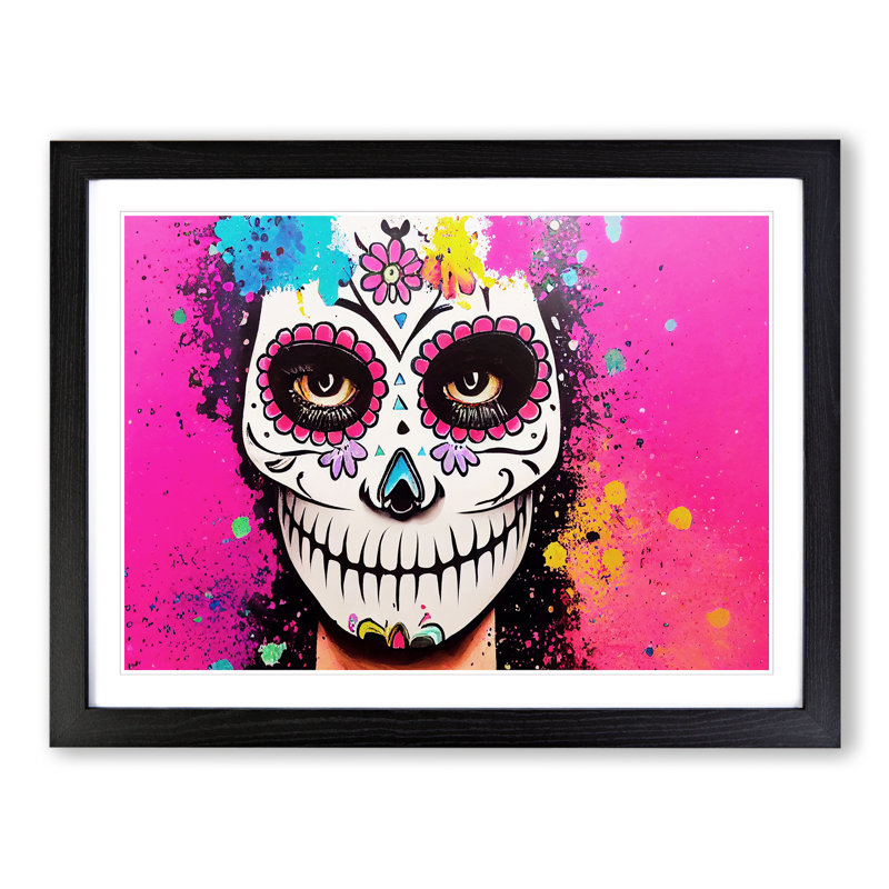 Sugar Skull Woman Vol.1 - Single Picture Frame Print, Black Framed, 46cm H x 64cm W x 2cm D