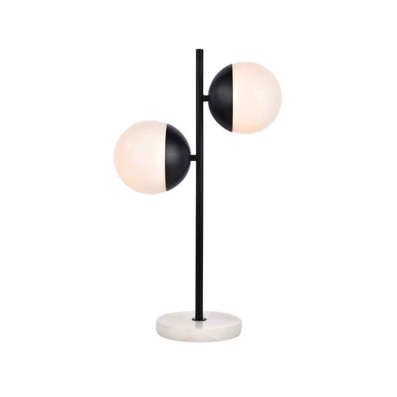 Lampe de table 23 po Yearby, Noir, Blanc givré