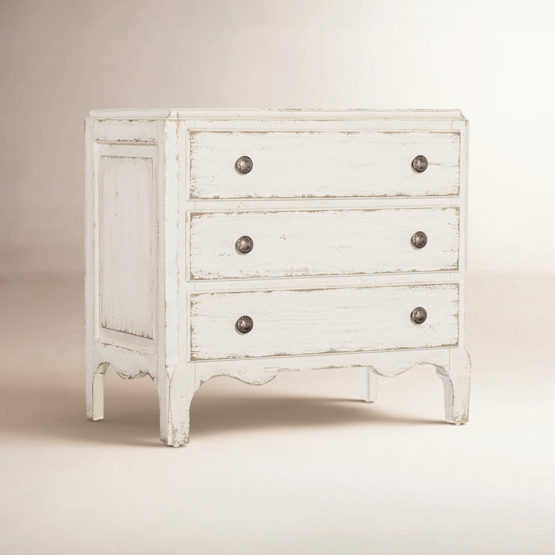 Americana Three-Drawer Nightstand, Cream/Beige