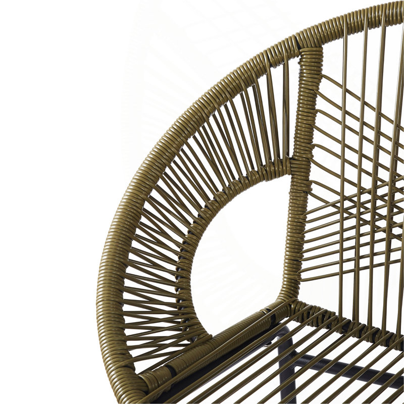 Tabouret de bar d'extérieur en faux osier vert, ensemble de 2, Vert