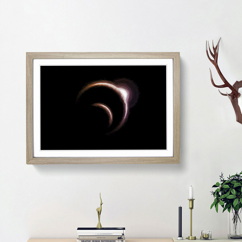 The Sun Behind the Earth and Moon - Picture Frame Painting Print, 36cm H x 48cm W x 2cm D, Oak Framed
