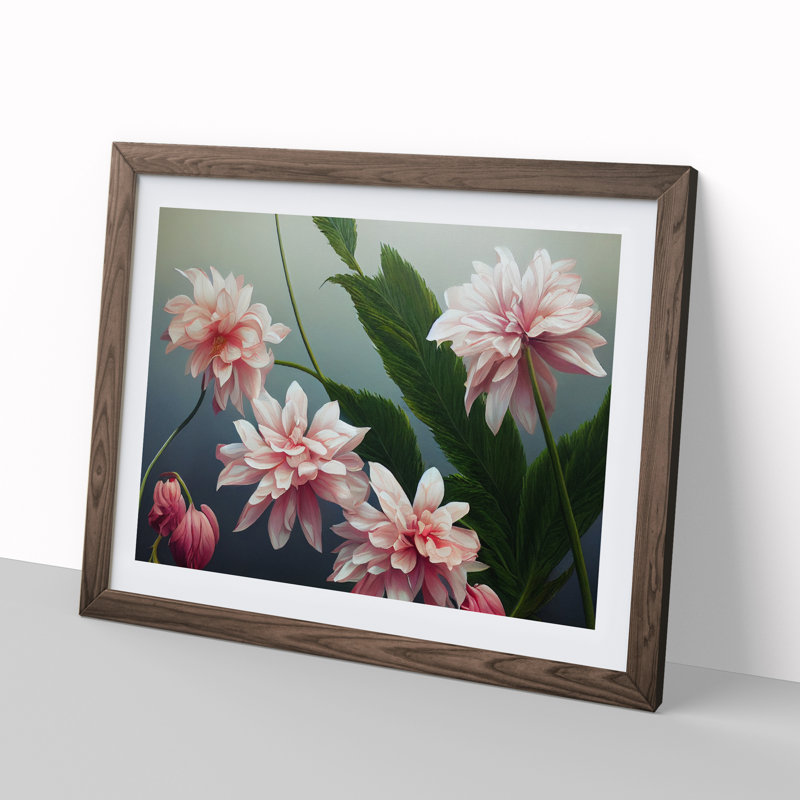 Blooming Flowers - Framed Print, 34cm H x 46cm W x 2cm D, Walnut