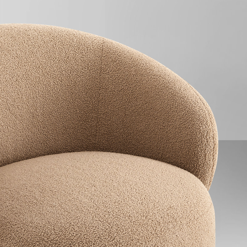 Modern Swivel Barrel Chairs With Wood Base, Camel