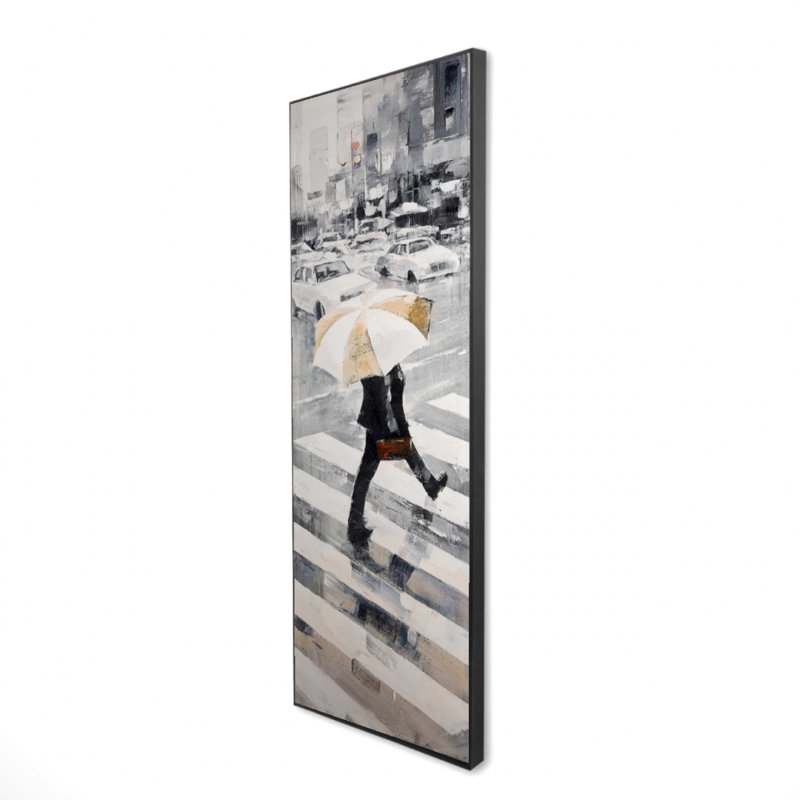 «Modern Man», toile encadrée «Walking with Umbrella Decor»