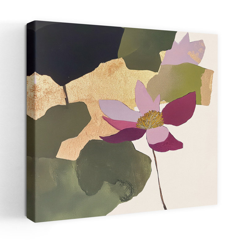 (Zs188-A) Fleur en rose Ii minimaliste; Art moderne géométrique abstrait moderne, H 32 po x l 32 po