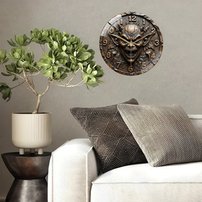 Demon Clock Face Art - 12'' Modern Glass Wall Clock