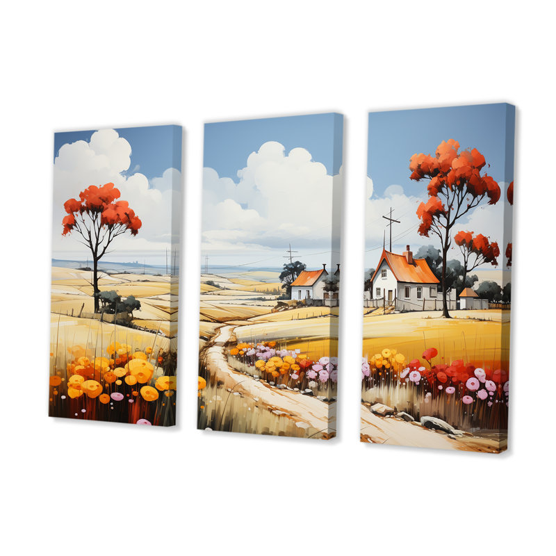 «Country Side De Stijl Lansdcape I», ensemble d'art sur toile, H 32 po x l 48 po x P 1 po
