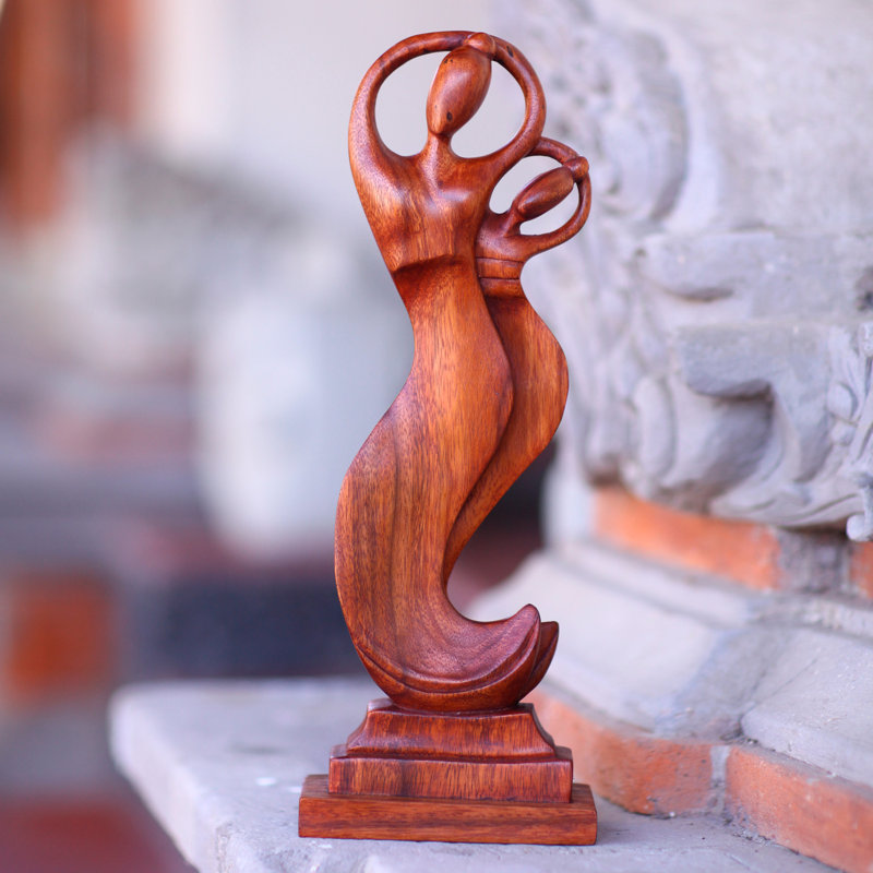 Statue de danseur Bali en bois sculpté à la main Kahle Artisan