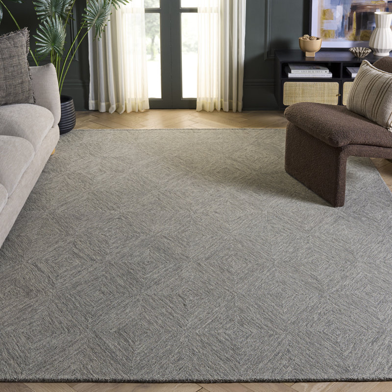 Tapis géométrique en laine et coton touffeté à la main Nekoosa Metro, Rectangle 8 pi x 10 pi