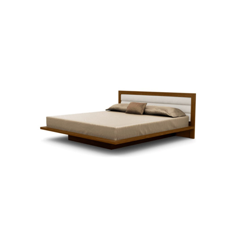 Moduluxe Upholstered Bed, California King, Onyx, Natural Walnut