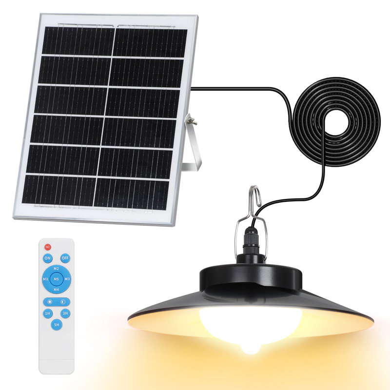 1-light Outdoor Solar Pendant Light Dimmable Solar Shed Light With Motion Sensor