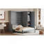Grand lit escamotable mural avec placard, gris