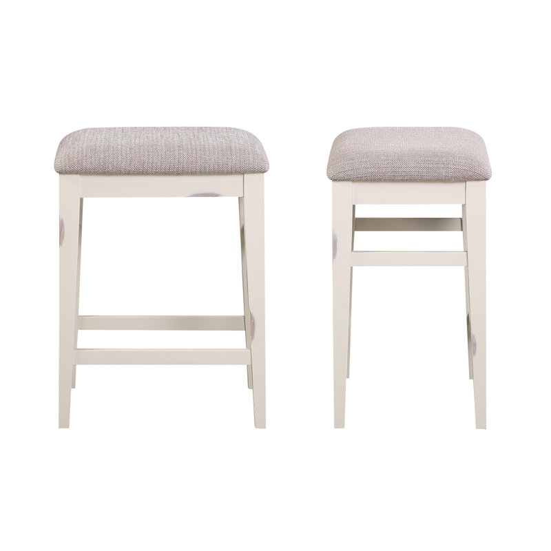 Albin Upholstered Counter Stool with Solid Wood Frame, Black