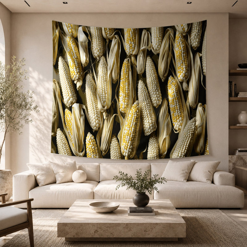 Tapisserie murale «Légumes doux maïs blanc», 26 po x 36 po