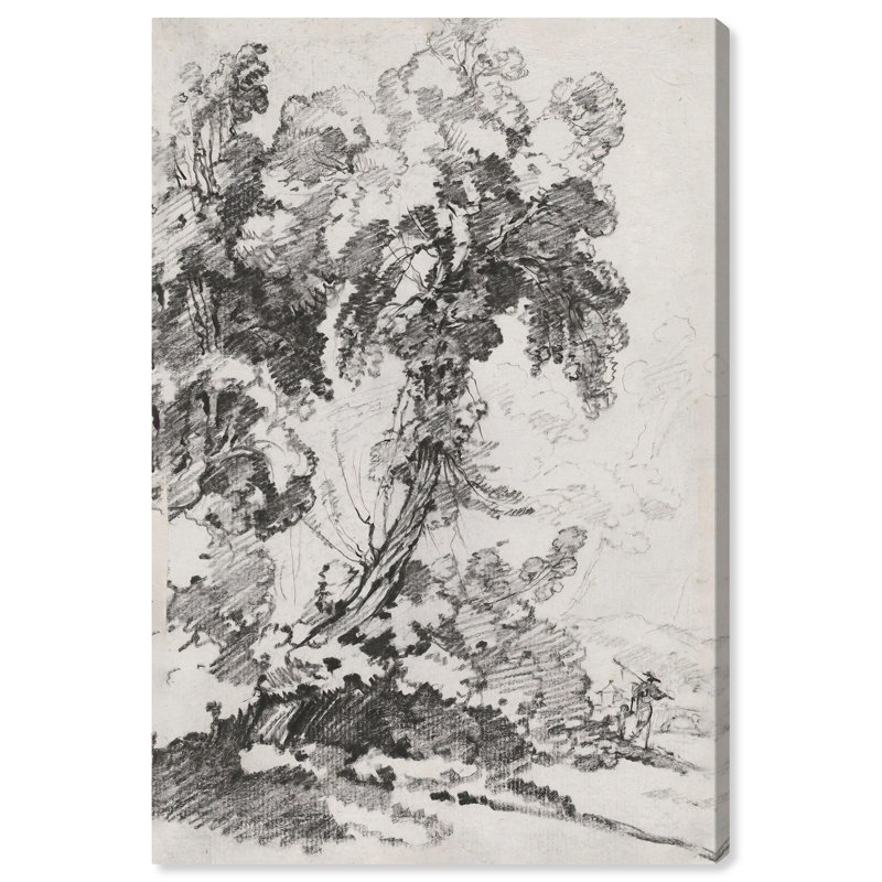 Vintage Black and White Landscape Canvas Art, 15" x 10"