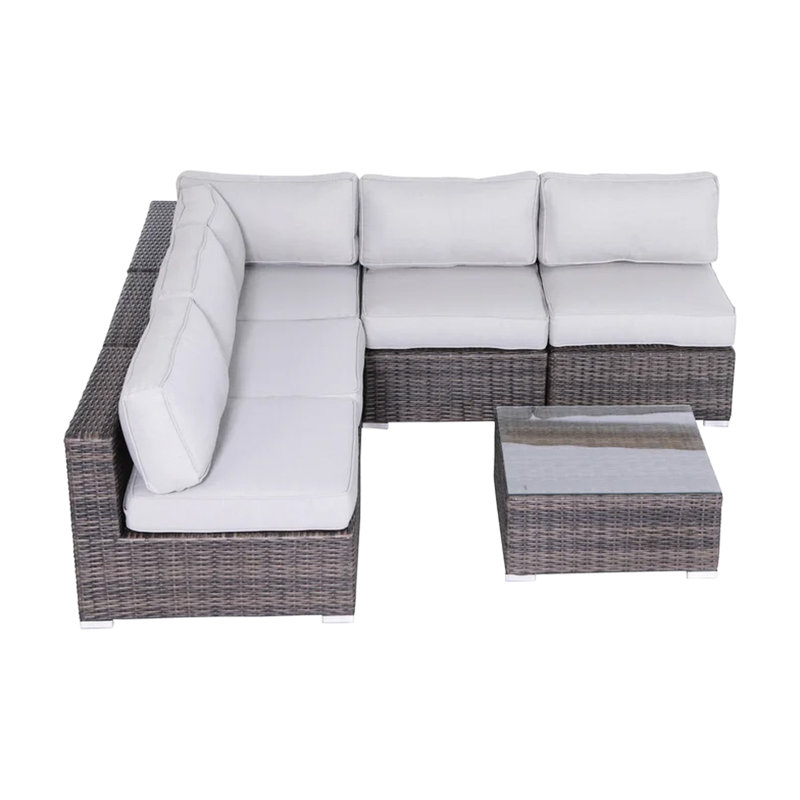 Brun 4 sièges avec coussins pour l'extérieur moderne, doux et confortables - ajoutez de l'élégance à votre patio, aucun assemblage requis