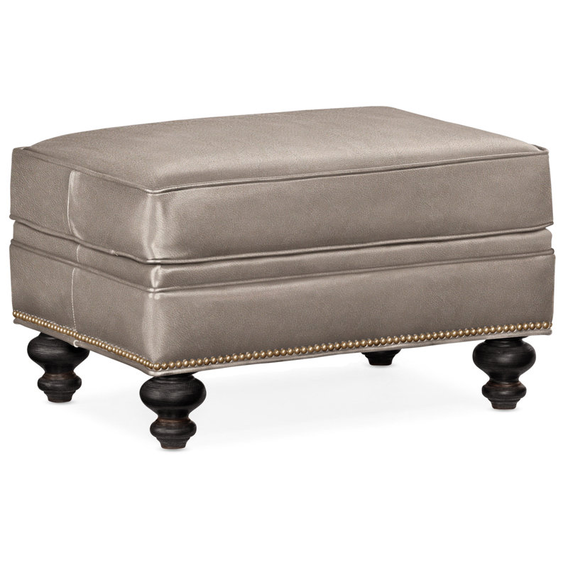 Repose-pieds rectangulaire en cuir véritable 26 "West, Cuir véritable Fumo Aline, Plantation, Naturel