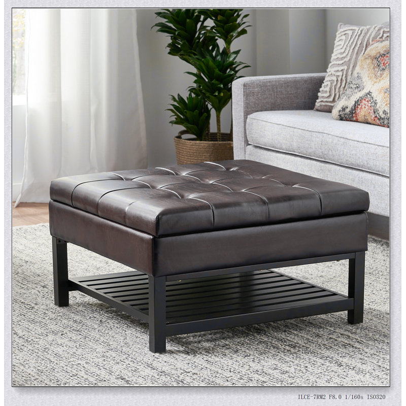 Rectangle Tufted Upholstered PU Ottoman