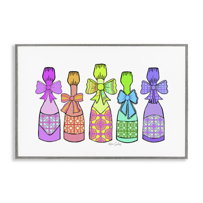 Patterned Drink Bottles Framed Giclee, design by Katie Conley