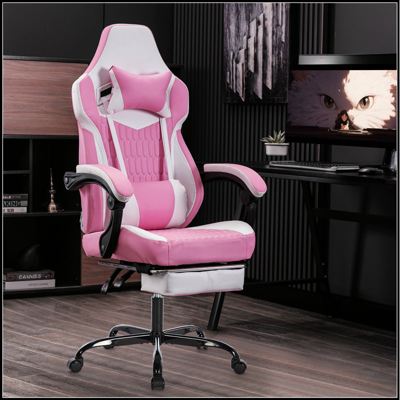Fauteuil de jeu ergonomique à haut dossier avec repose-pieds, appui-tête réglable et soutien lombaire pour une utilisation confortable à long terme