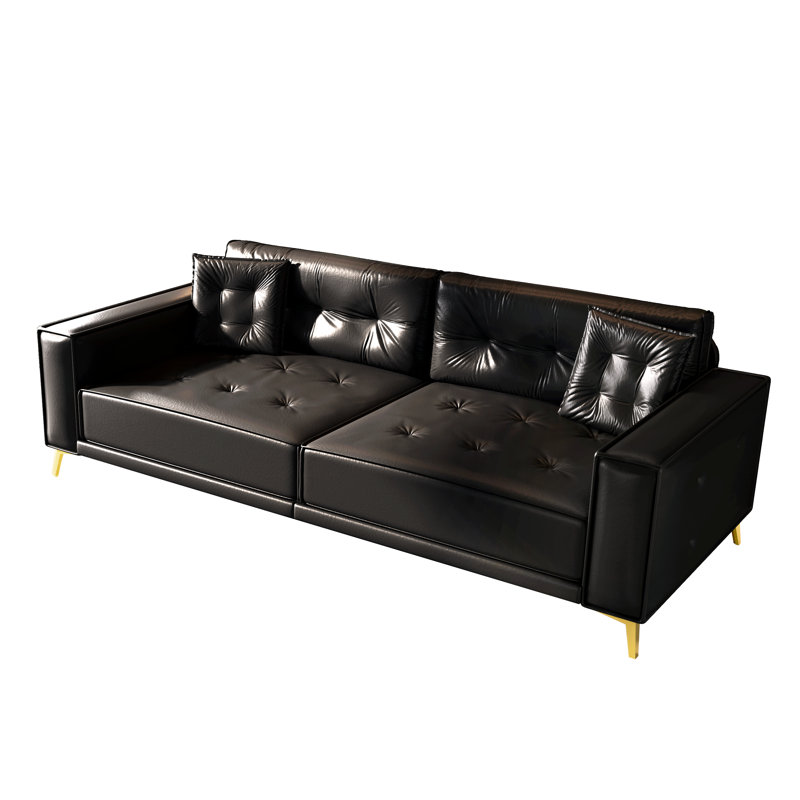 Canapé-lit convertible moderne en similicuir de 92,1 po avec coussins amovibles Cordsavia, Noir