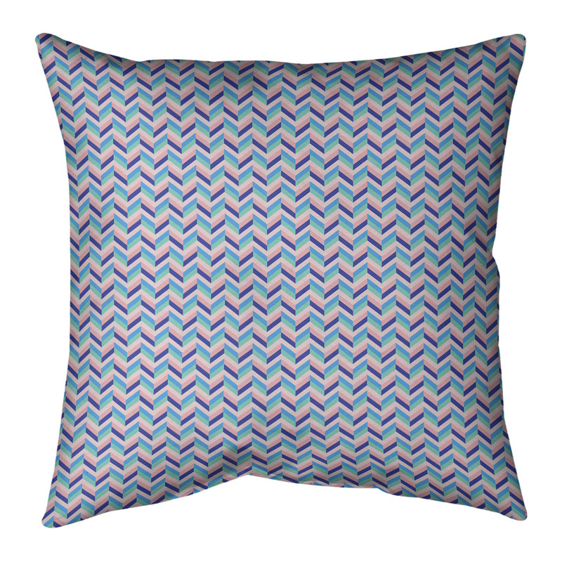 Coussin en lin Katelyn Elizabeth, H 16 po x l 16 po, Pas de bourre, Rose et bleu marine