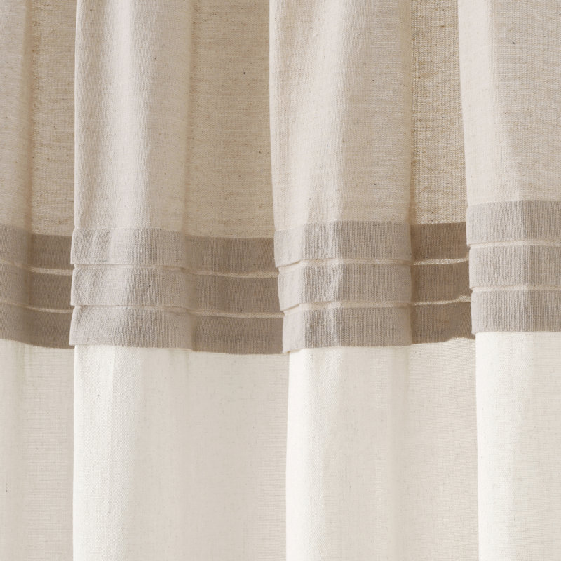 Linen Colorblock Pleated Light-Filtering Curtain Panels 40x84 Set