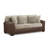 Living Room Sofa with Chocolate Faux Leather Upholstery and Curly Shearling Cushions
