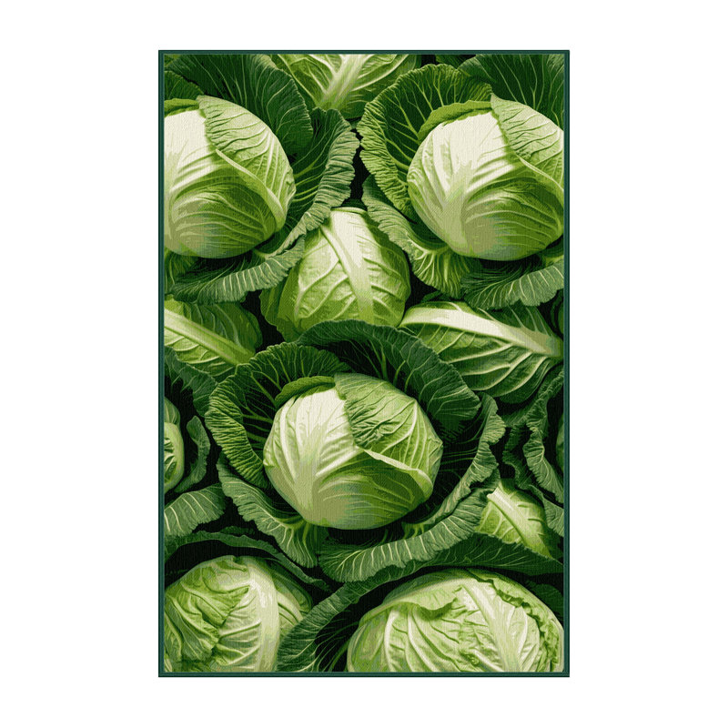 Washable Cabbage Green Vegetables Area Rug, Rectangle 2' x 3'