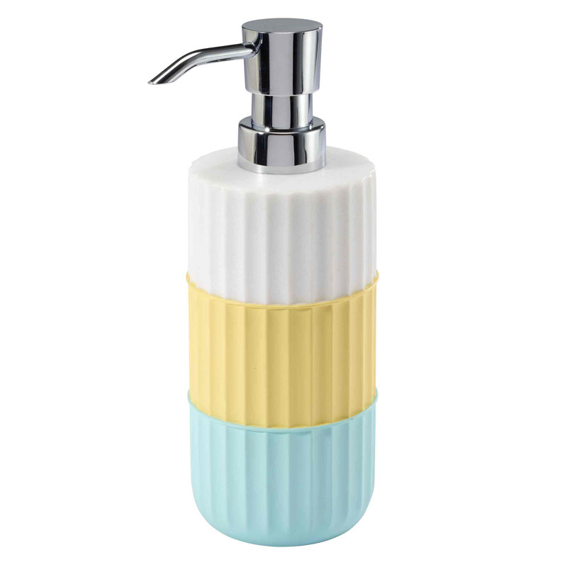 Aqua and Yellow Resin Fluted Bathroom Accessory Set