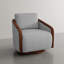 Upholstered Swivel Barrel Chair-1385574544