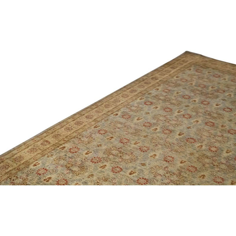 Tapis oriental rectangulaire en laine noué à la main de couleur kaki