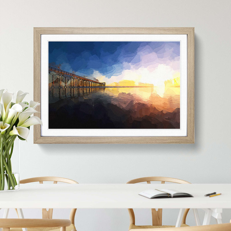 Pier in San Diego - Rectangle Print on MDF, Oak Framed, 48cm H x 65cm W x 2cm D